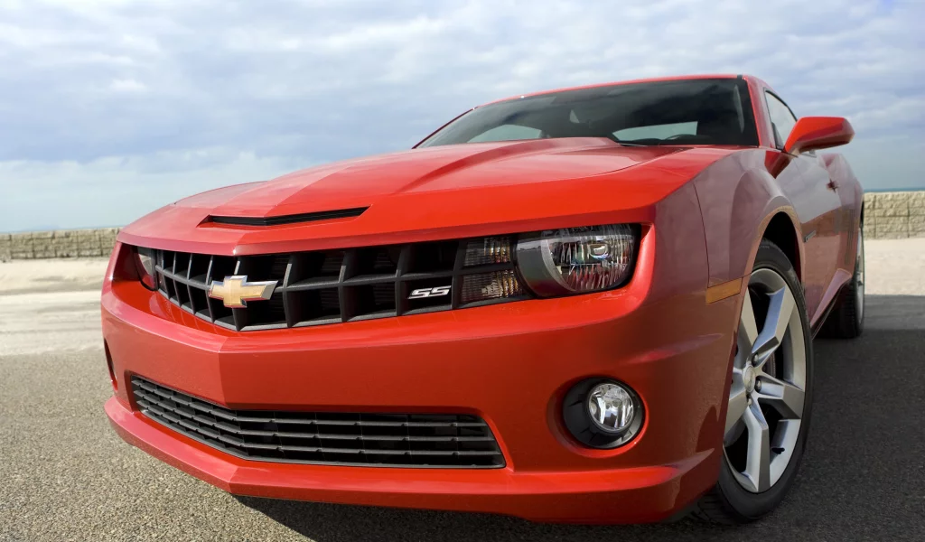 красный, chevrolet, фары, camaro, диски, красота, ss, капот