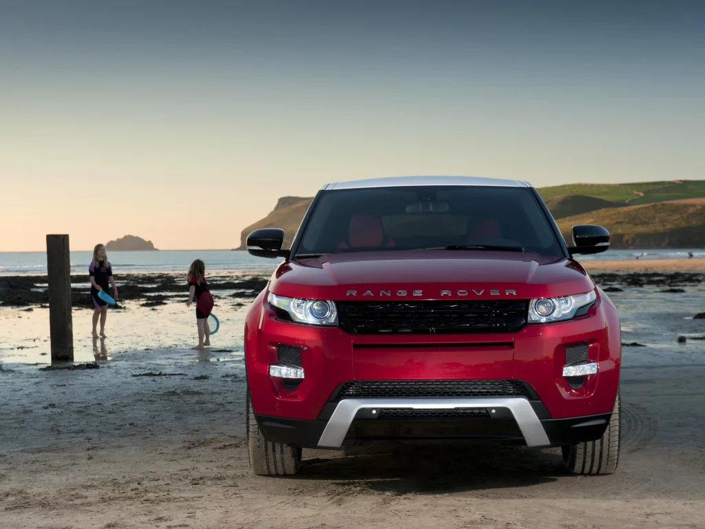 red, range rover, evoque