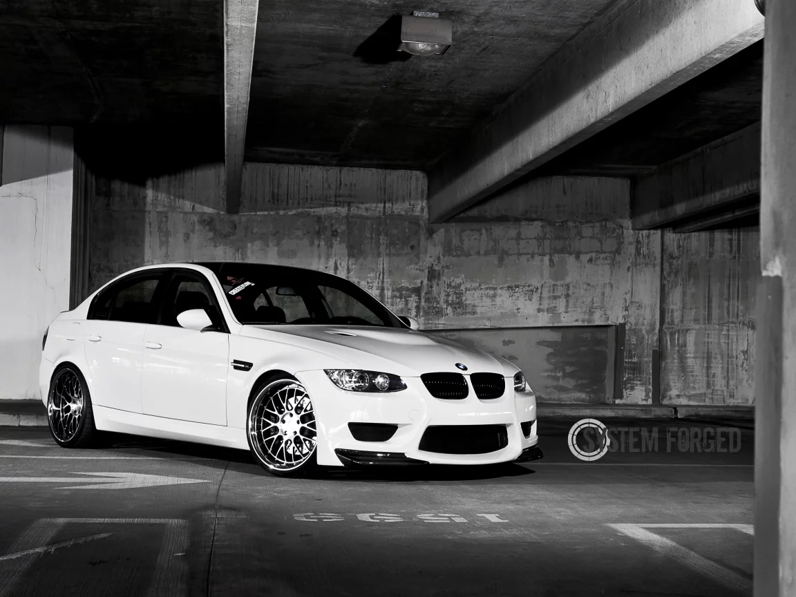 bmw, e90, парковка, white, белый, m3, system forged, бмв, передняя часть