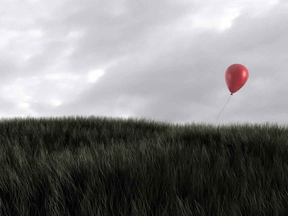 поле, природа, alone, один, шарик, balloon, трава