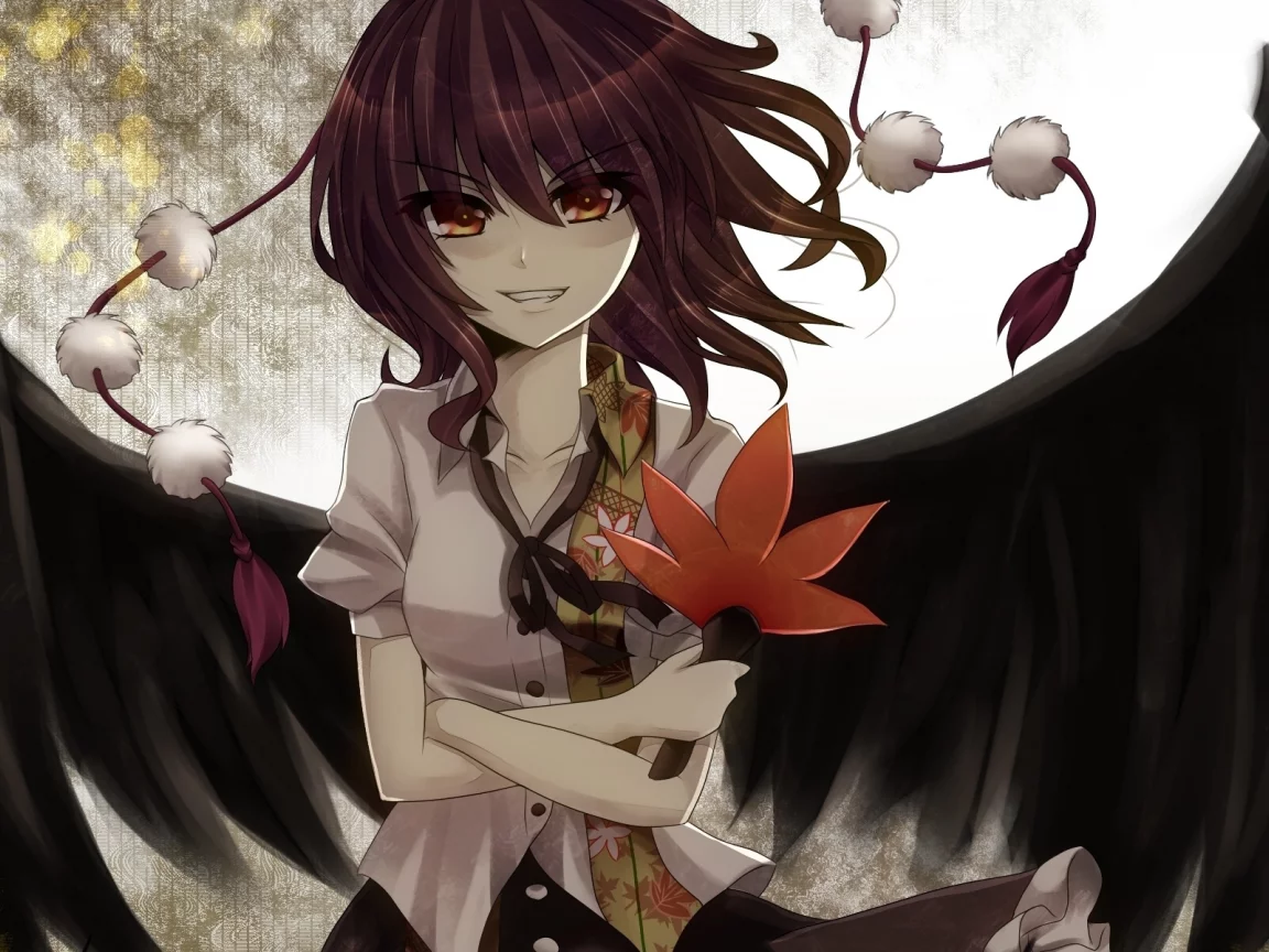 девушка, крылья, ikeda hazuki, shameimaru aya