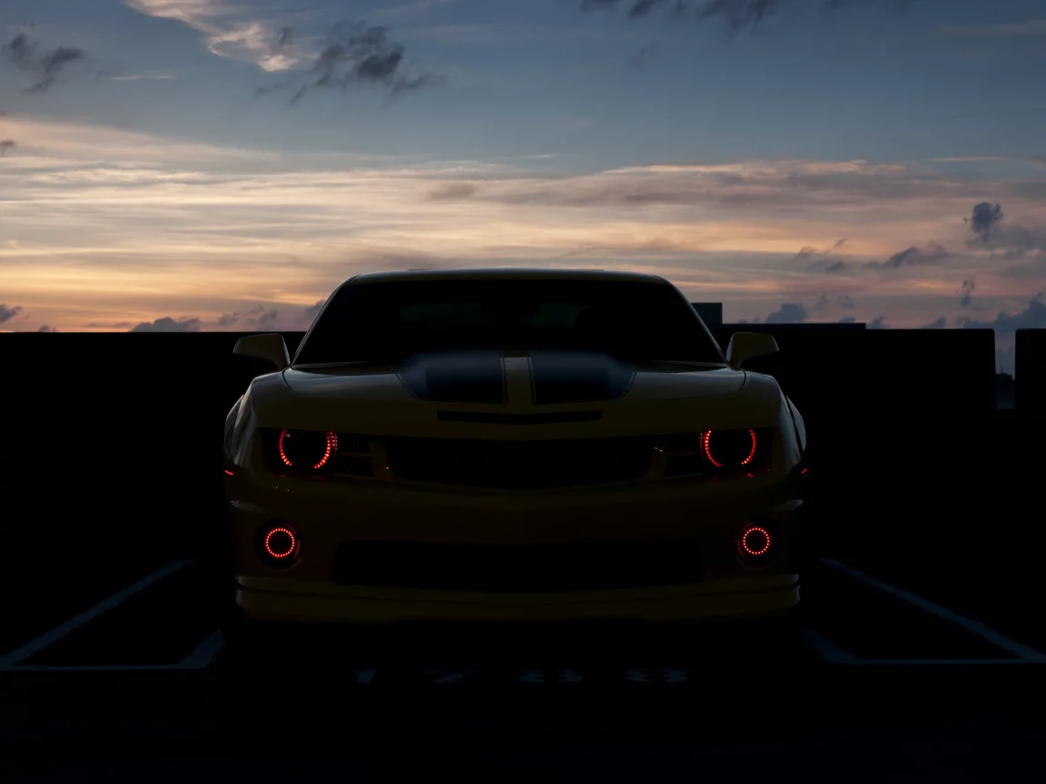 devil eyes, chevrolet camaro, закат