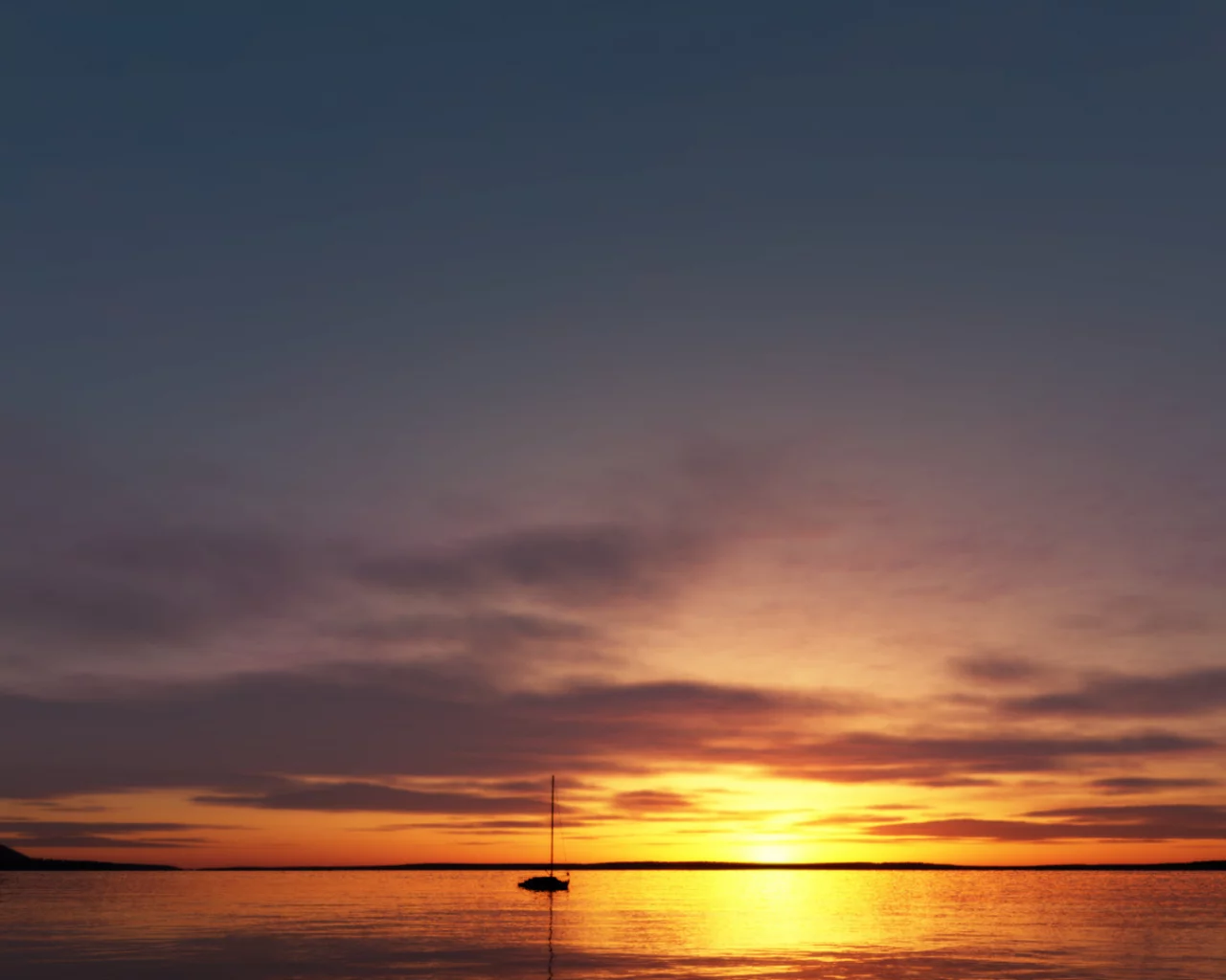 закат, море, лодка