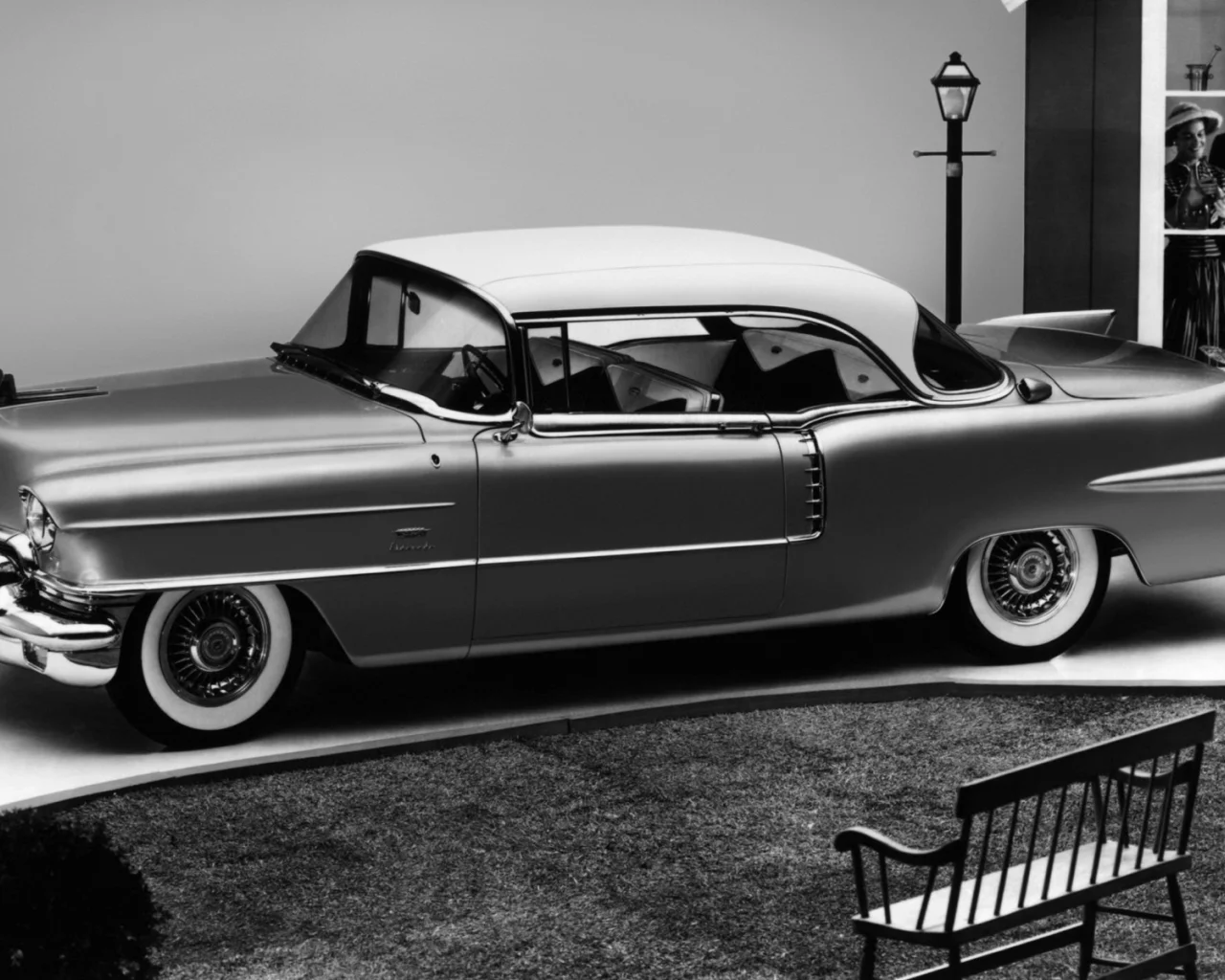 черно-белая, ретро, cadillac eldorado