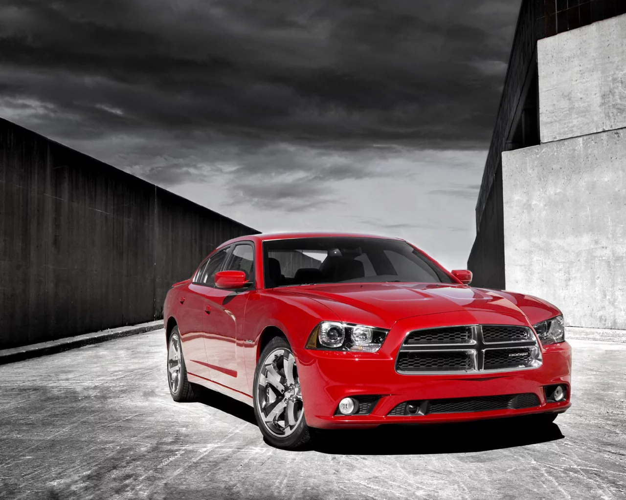 dodge, charger, красный