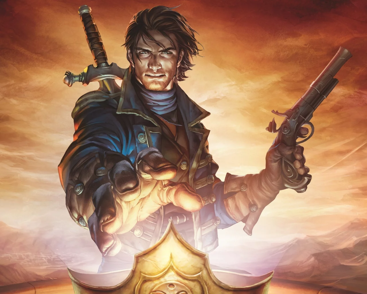 fable 3, меч, пистоль, artwork, парень, корона