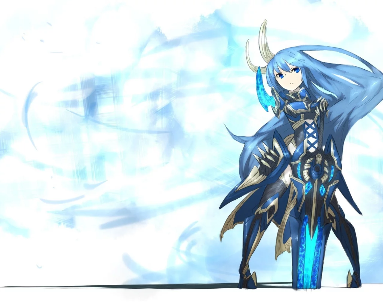sword, usagi, shirogane, девушка, warrior, girl, меч, синий