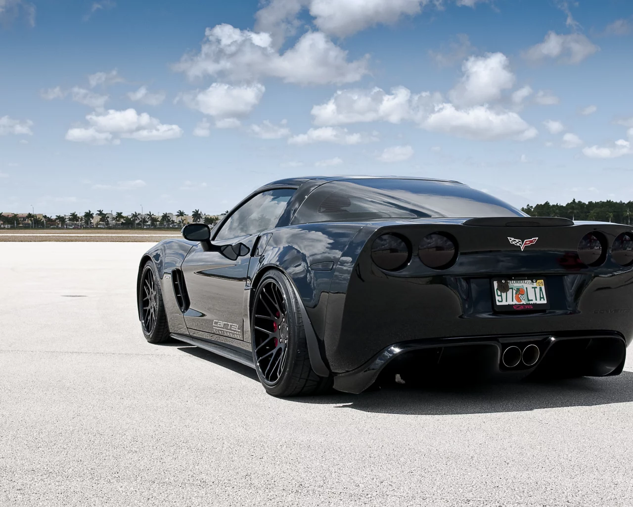 corvette, black, шевроле, задняя часть, chevrolet, чёрный, корвет, 360 three sixty forged, z06