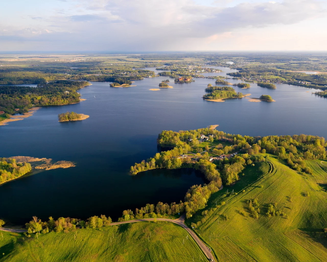 лес, горизонт, суша, трава, небо, луга, деревья, даль, острова, поля