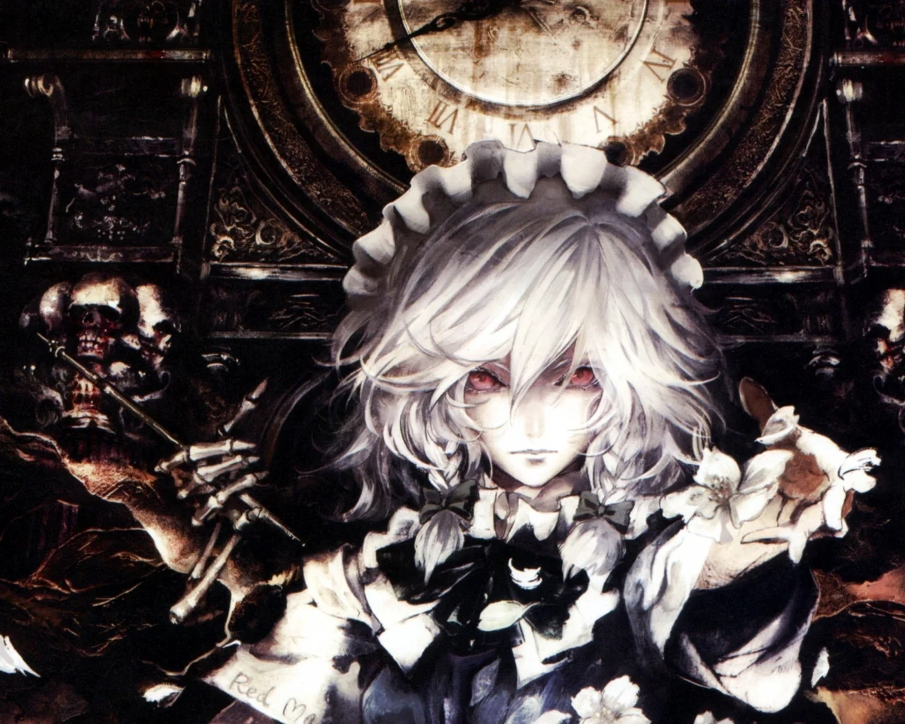 sakuya, touhou, сакуя, идзаёй, тохо, скилет, служанка, рука, izaey