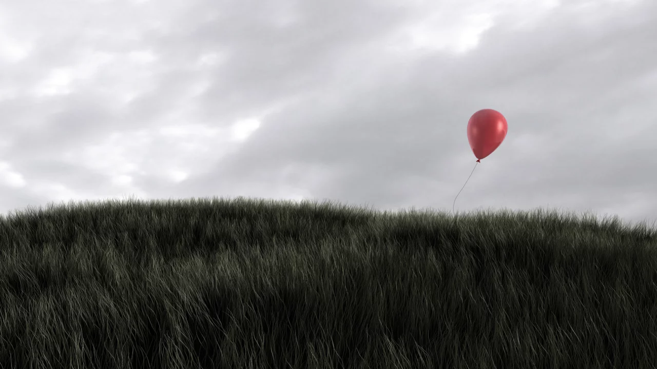 поле, природа, alone, один, шарик, balloon, трава