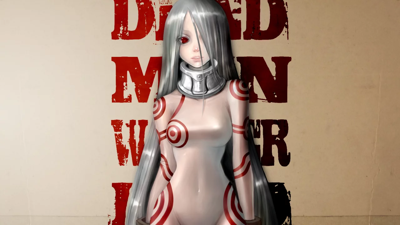альбинос, девушка, надпись, красные глаза, стена, shiro, deadman wonderland