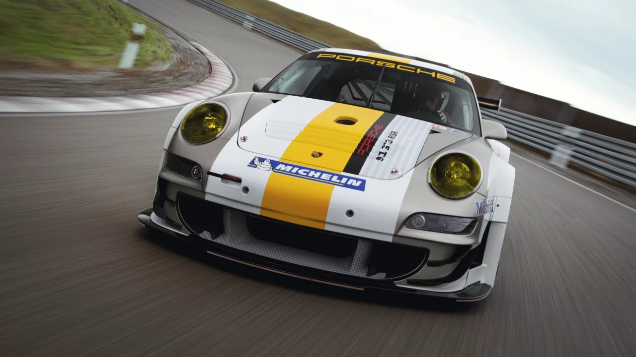 фары, скорость, porsche, трек, gt3