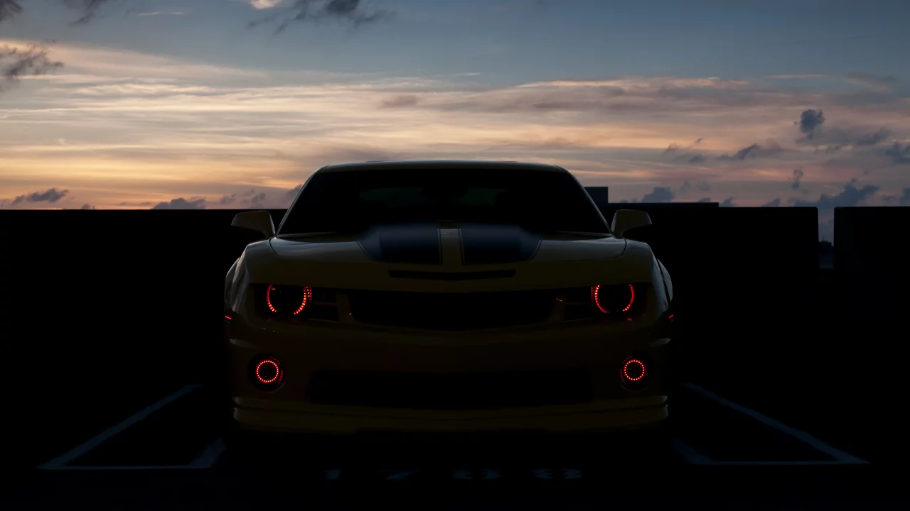 devil eyes, chevrolet camaro, закат