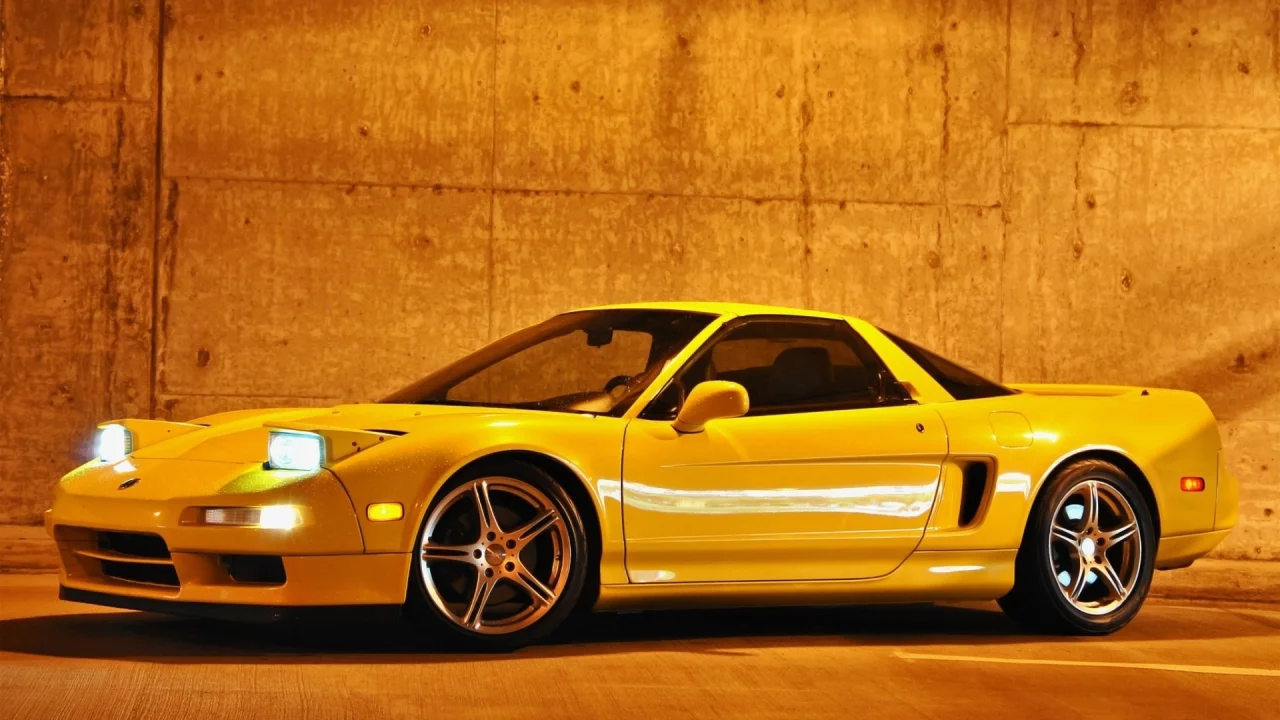 диски, стена, желтый, nsx-t, спорткар, акура, фары, acura