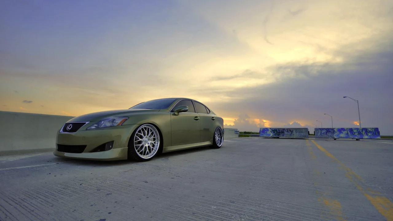 закат, небо, lexus is 250