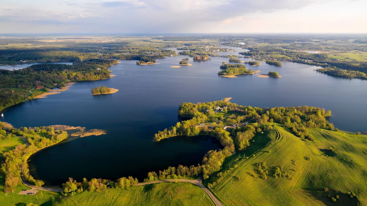 лес, горизонт, суша, трава, небо, луга, деревья, даль, острова, поля