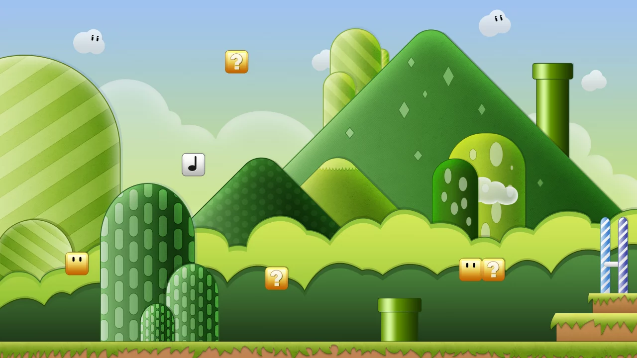 облака, трубы, кирпичи, игра, марио, mario, холмы