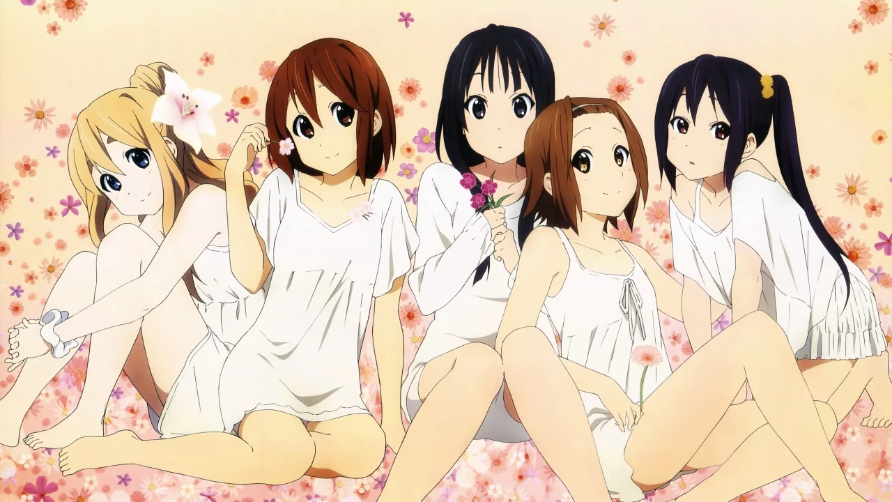 k-on, мио, цветы, юи, адзуса, муги, ритсу