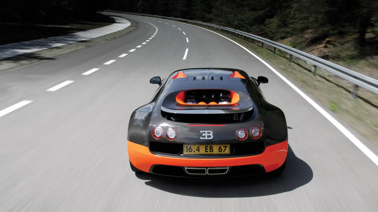 деревья, road, trees, машина, скорость, car, дорога, speed, 3000x2000, bugatti veyron
