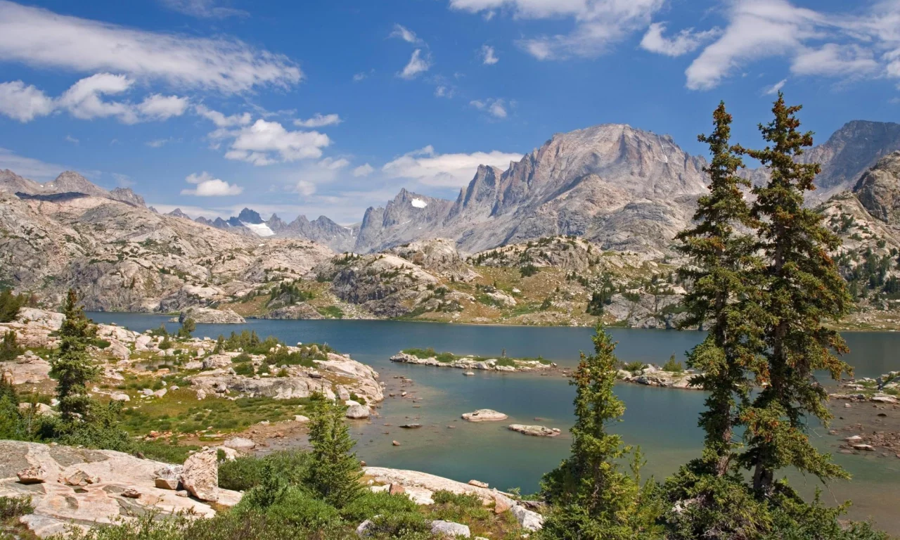 природа, usa, лес, island lake, bridger national forest, bridger wilderness, горы, озеро