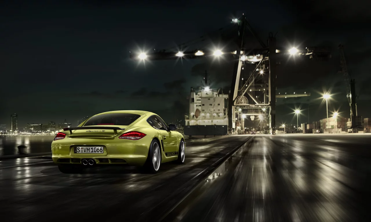 cayman r, порт, дорога, скорость, ночь, краны