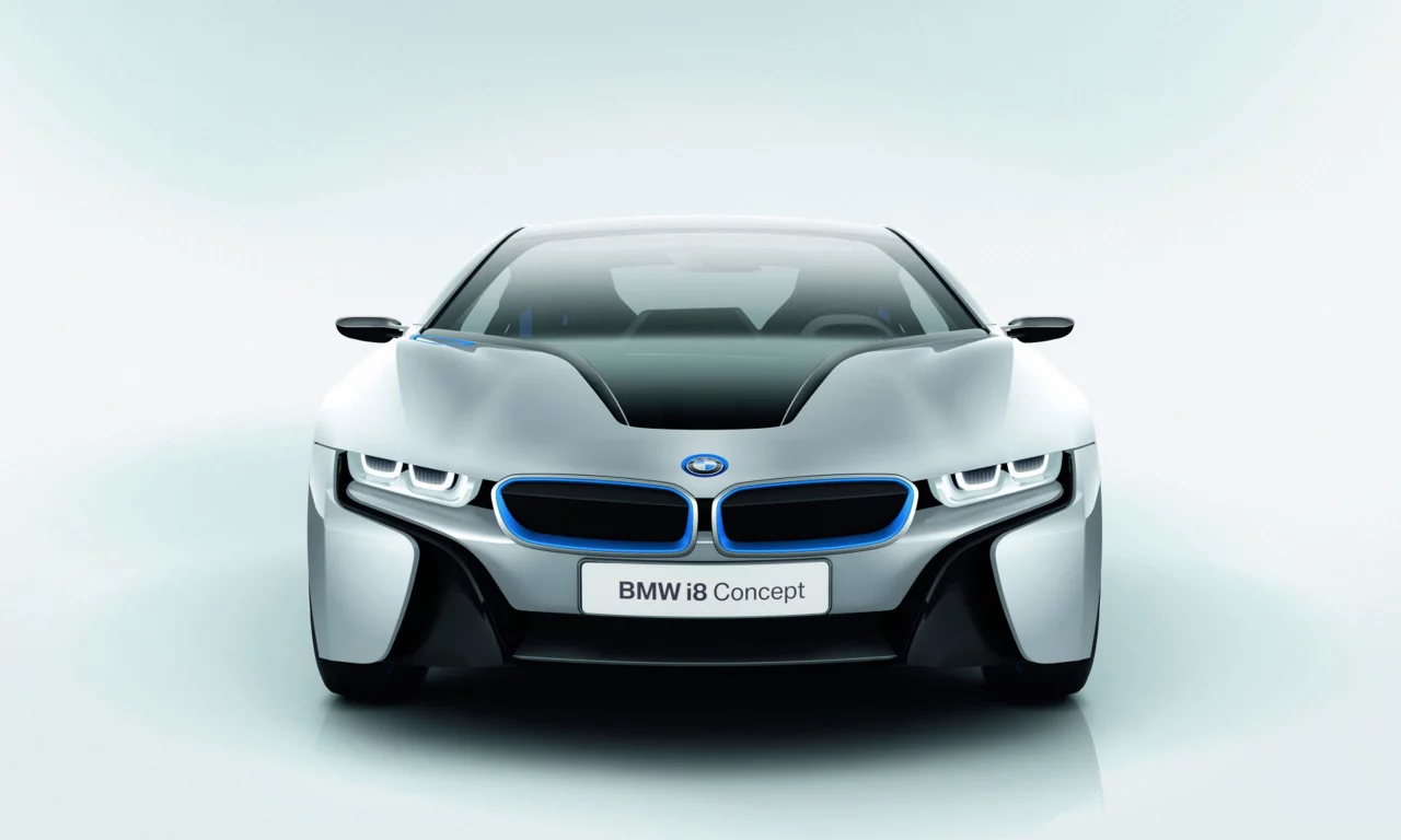 concept, i8, широкоформатные, бмв, фон, капот, bmw, концепт, фары, голубой, обои 2560х1600