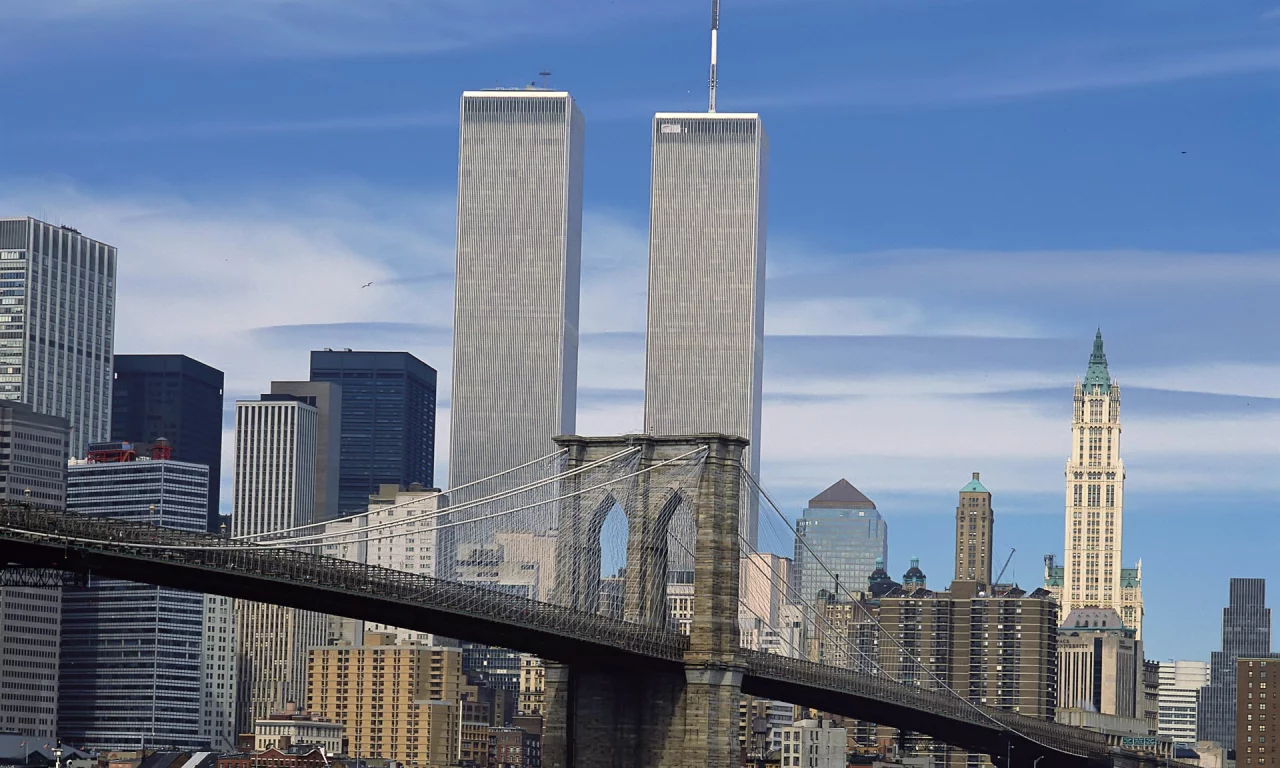 wtc, небоскребы, new york, втц, нью-йорк, обои, world trade center, манхэттен, wallpaper, 11 сентября, мост, башни-близнецы, manhattan, twin towers
