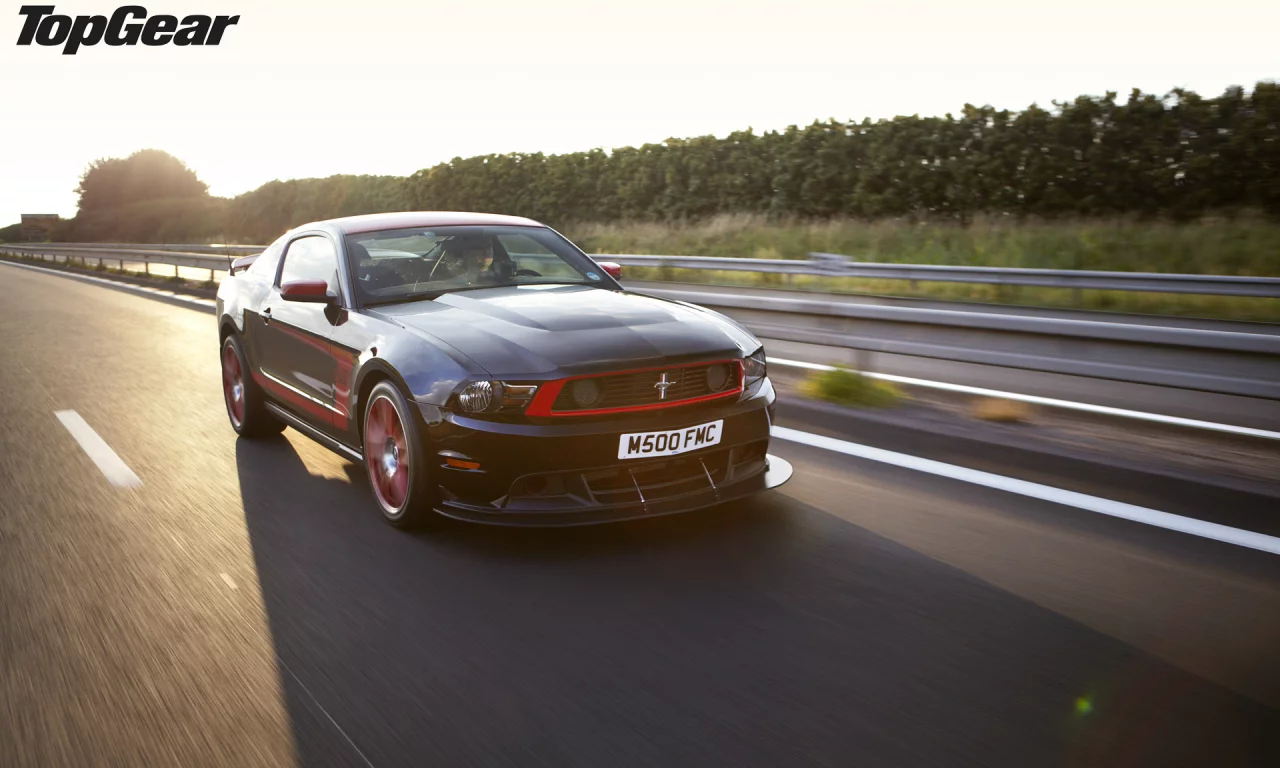 mustang, ford, muscle car, высшая передача, передок, top gear, тень, самая лучшая телепередача, boss 302, закат, laguna seca, автострада, топ гир, мускул кар