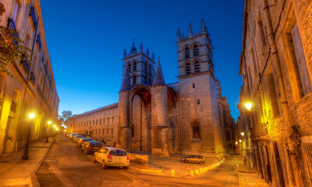 a dusk walk in montpellier, огни, ночь, машины, france