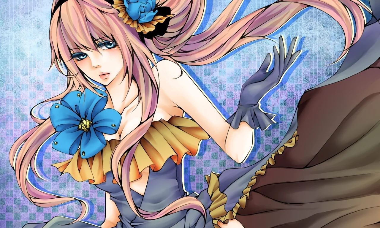 платье, девушка, рисунок, цветок, vocaloid, megurine luka, вокалоид
