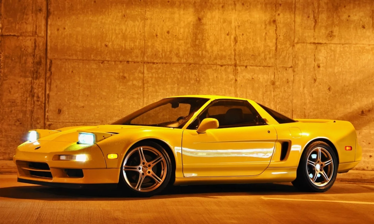 диски, стена, желтый, nsx-t, спорткар, акура, фары, acura