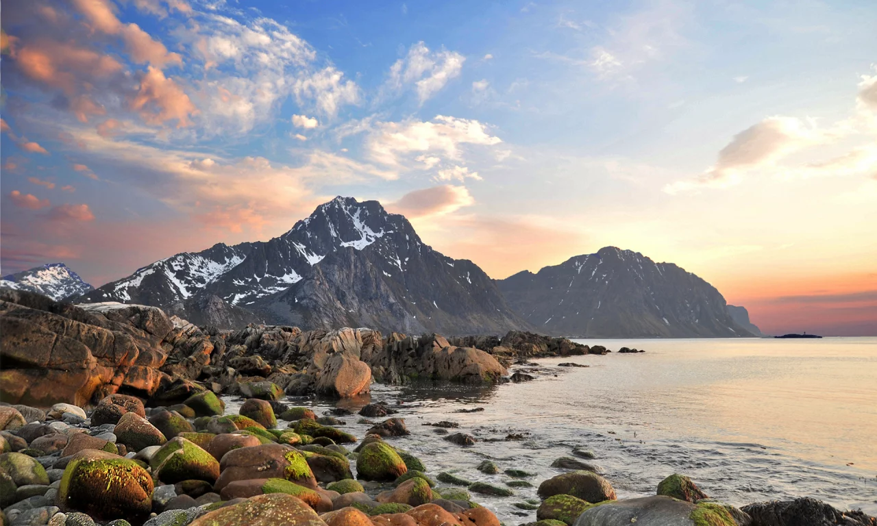 горы, elf bay, океан, камни