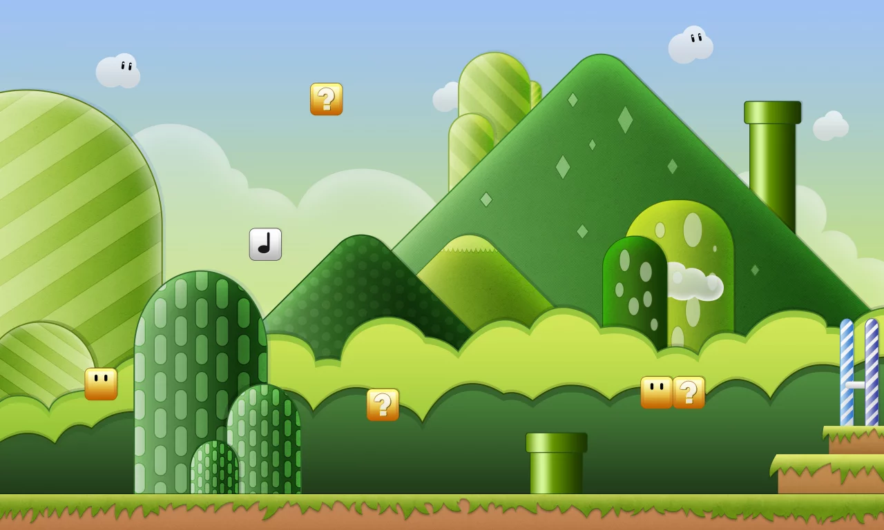 облака, трубы, кирпичи, игра, марио, mario, холмы