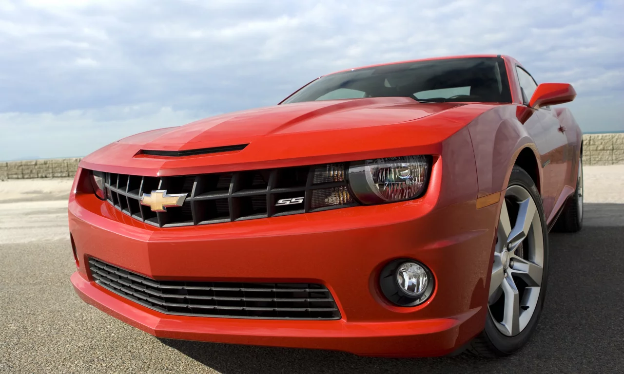 красный, chevrolet, фары, camaro, диски, красота, ss, капот