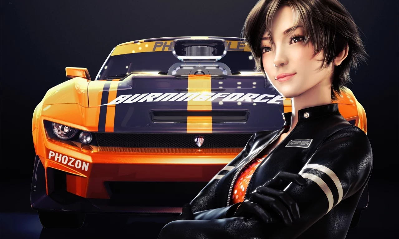 ridge racer 3d, азиатка, машина, улыбка, девушка