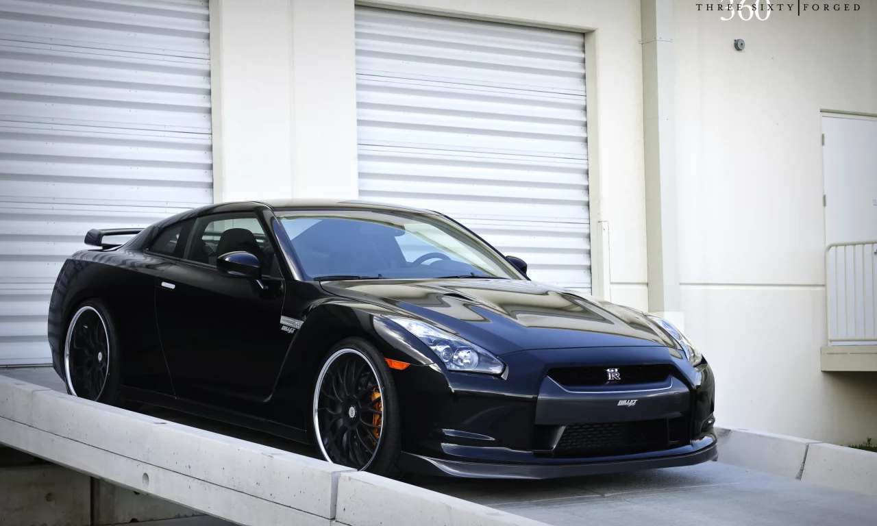 gt-r, ниссан, чёрный, 360 three sixty forged, black, передняя часть, nissan