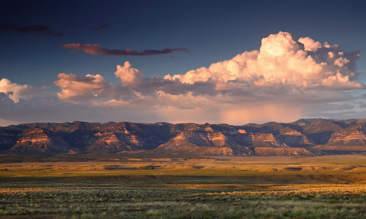 юта, utah, закат, облака, долина, горы