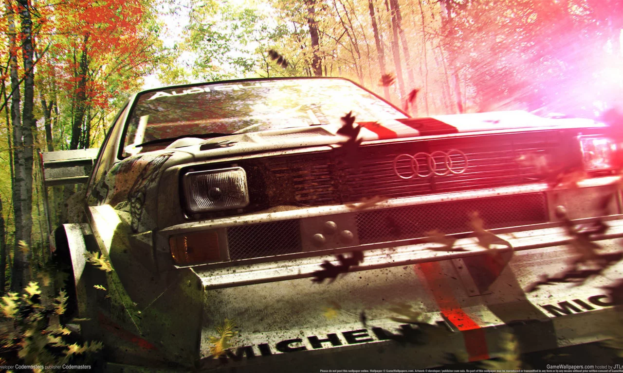 dirt 3, игра, машина, листья