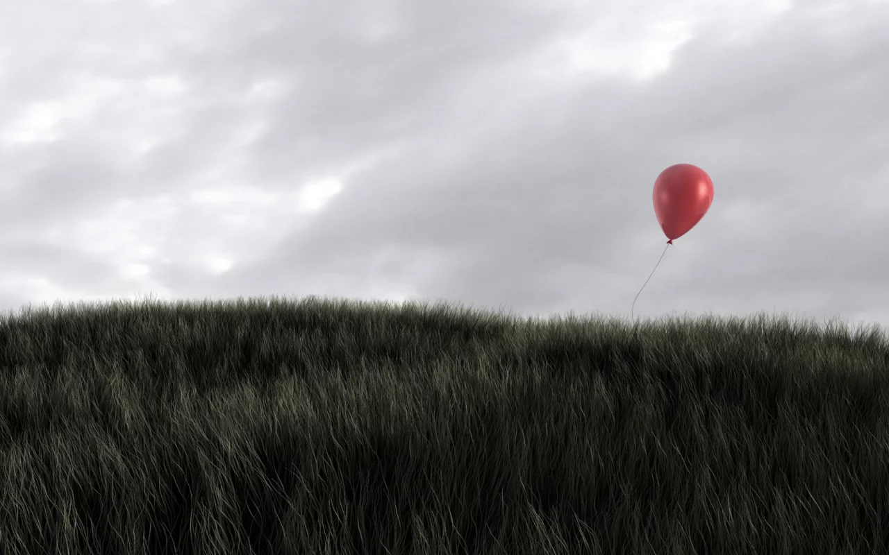 поле, природа, alone, один, шарик, balloon, трава