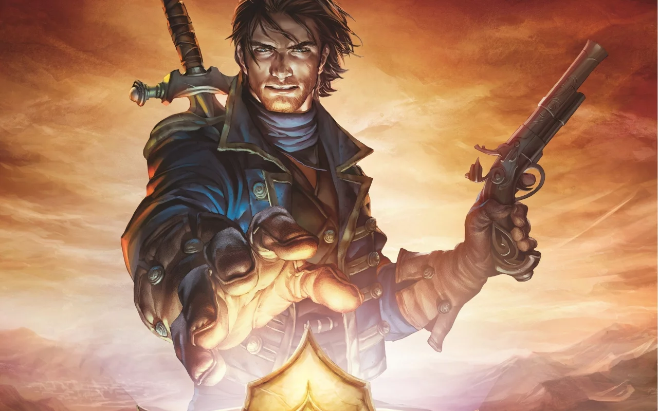 fable 3, меч, пистоль, artwork, парень, корона