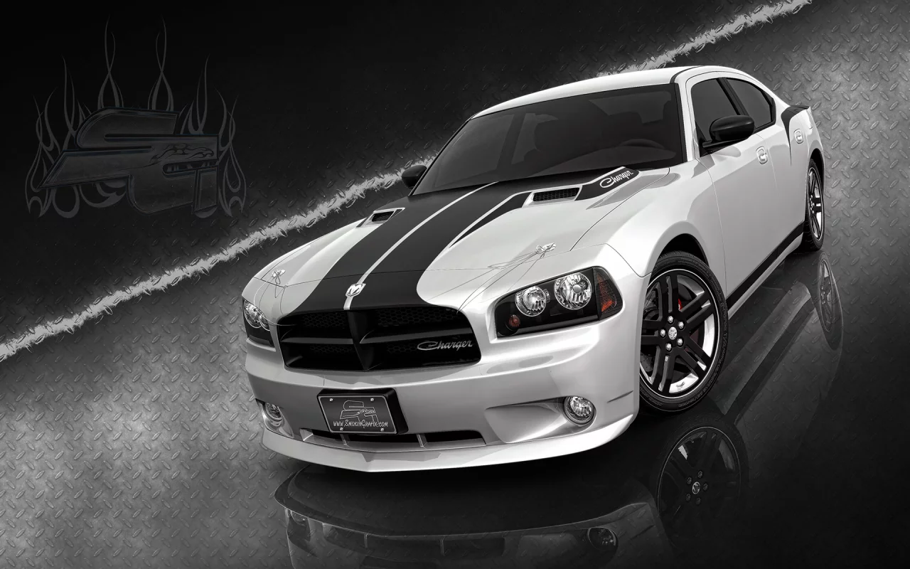 обои, черно-белый, тюнинг, dodge charger, авто