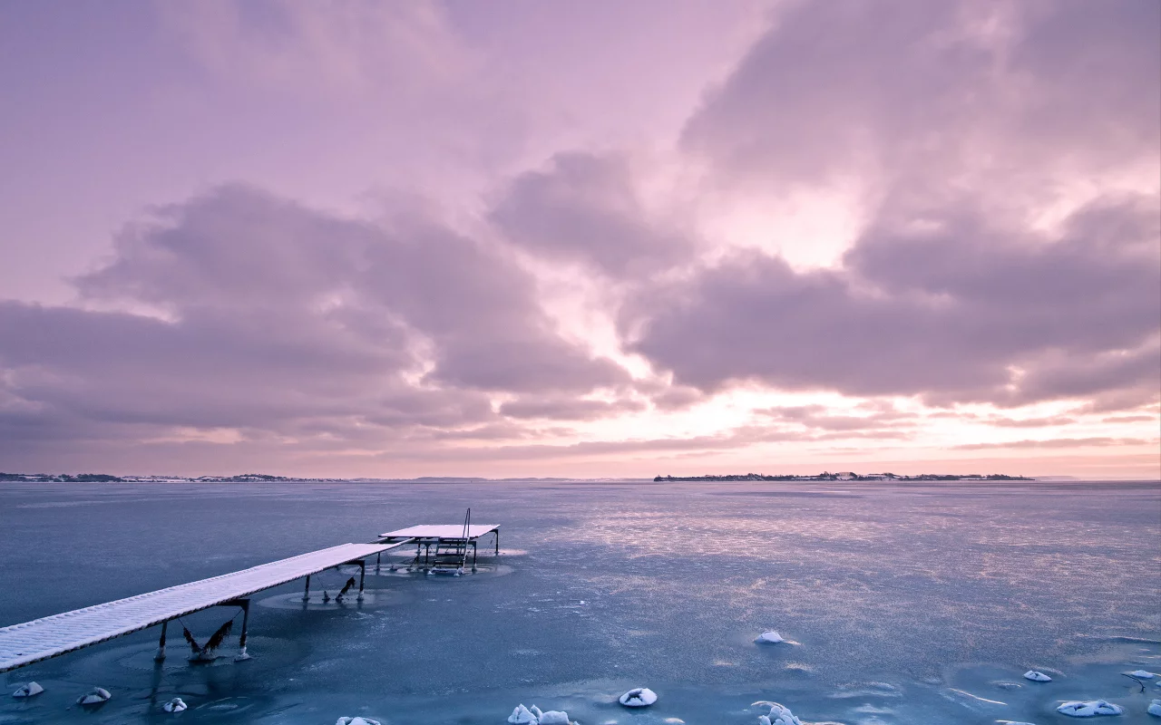 закат, море, лёд