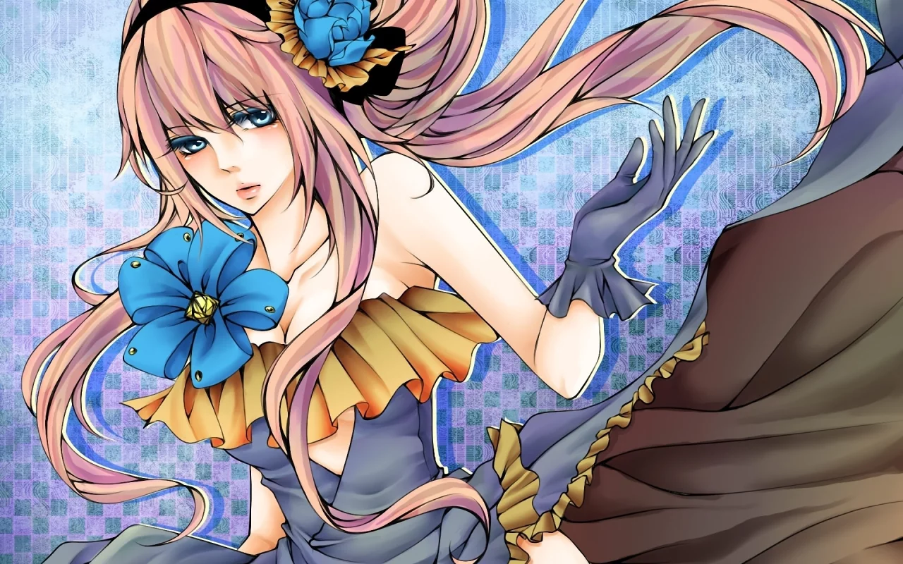 платье, девушка, рисунок, цветок, vocaloid, megurine luka, вокалоид