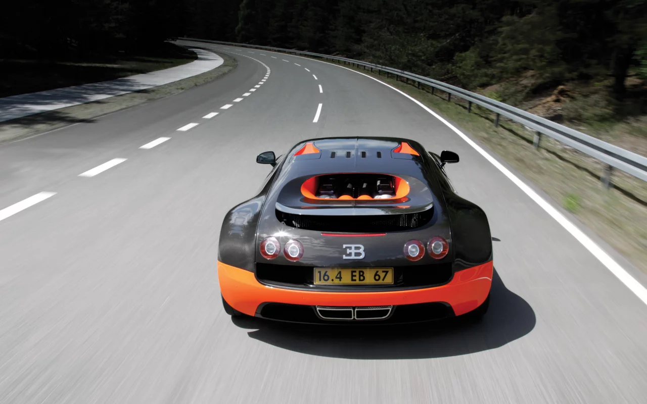 деревья, road, trees, машина, скорость, car, дорога, speed, 3000x2000, bugatti veyron