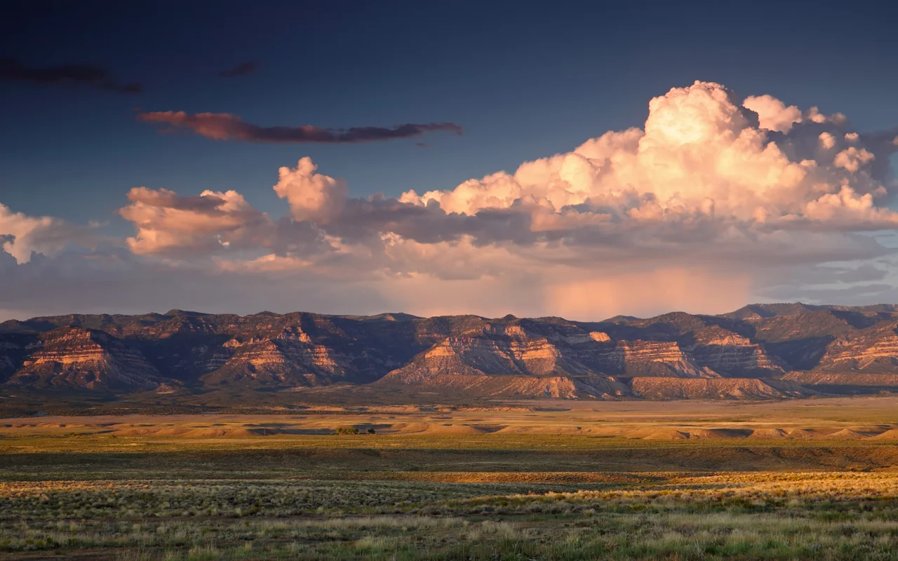 юта, utah, закат, облака, долина, горы
