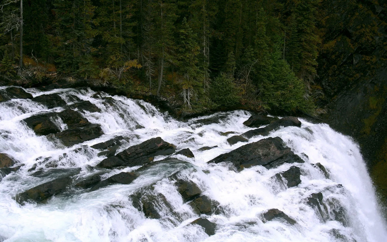 waterfall, природа, вода, водопад, обои, деревья