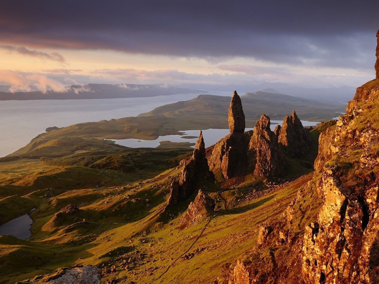 облака, горы, небо, scotland, isle of skye, шотландия, море