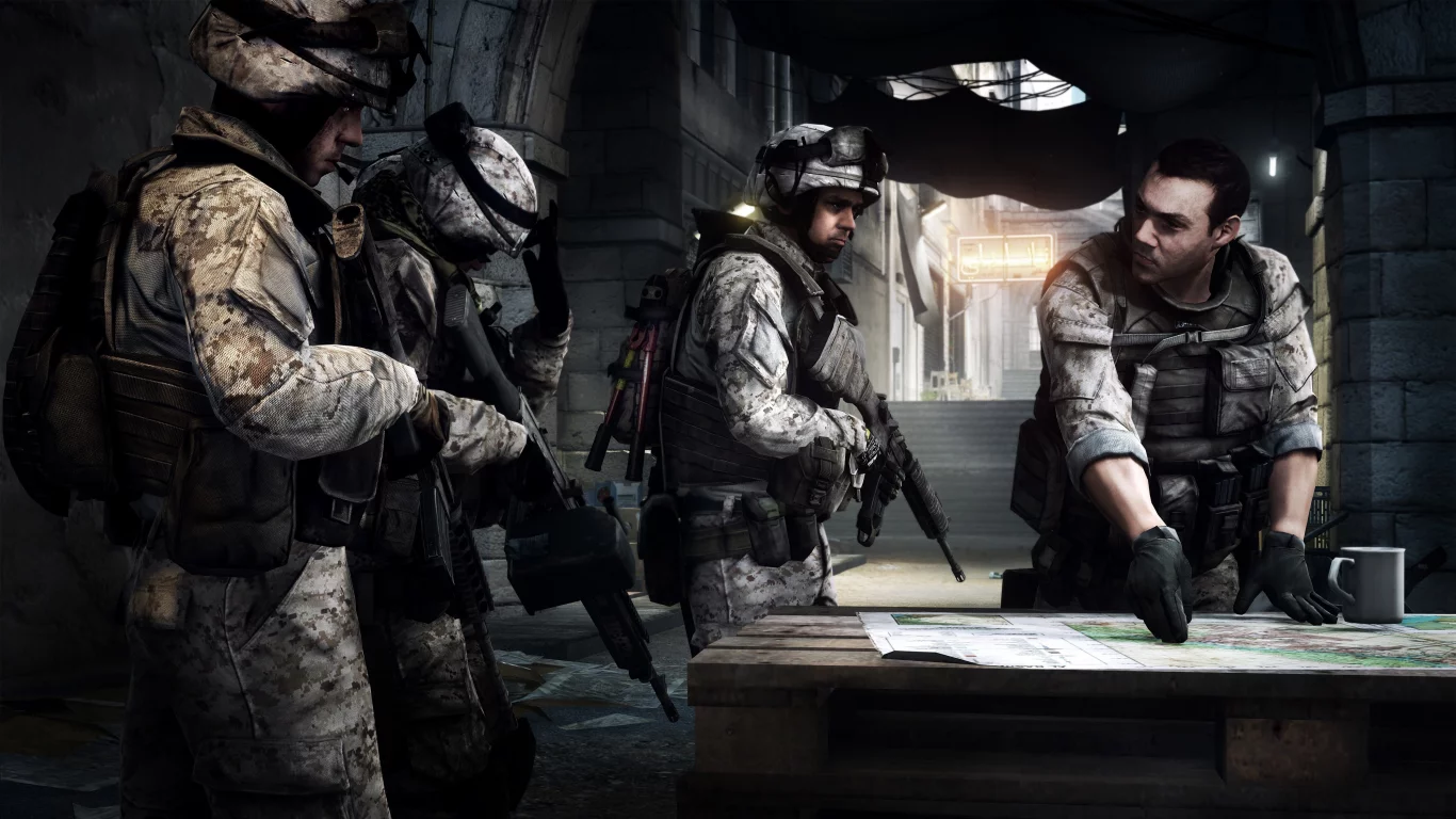отряд, карта, поле сражений, gamewallpapers, бойцы, командир, ea, инструктаж, battlefield 3, солдаты