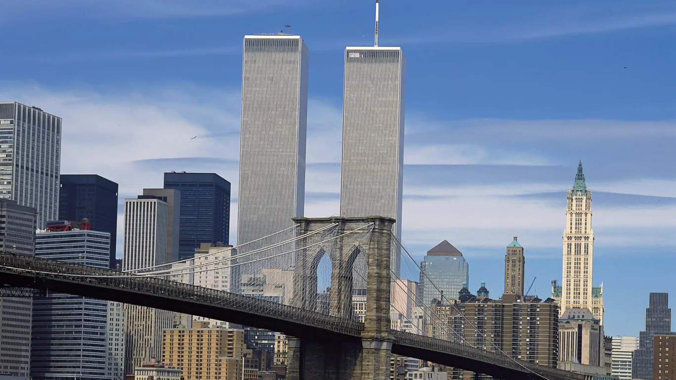 wtc, небоскребы, new york, втц, нью-йорк, обои, world trade center, манхэттен, wallpaper, 11 сентября, мост, башни-близнецы, manhattan, twin towers